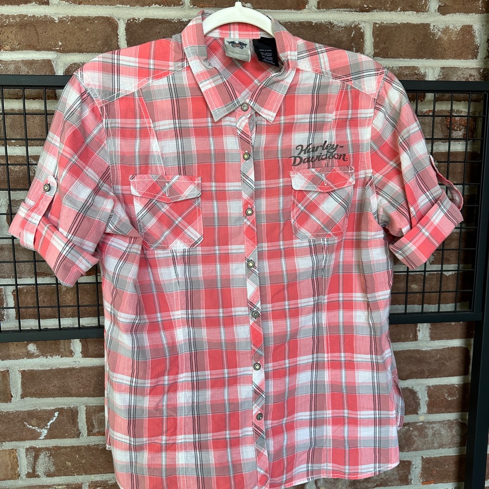 Harley-Davidson Women's Pink Plaid Shirt